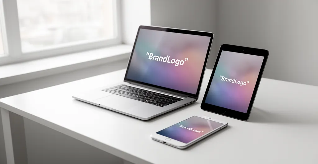 Laptop tablet and smartphone displaying same brand video content